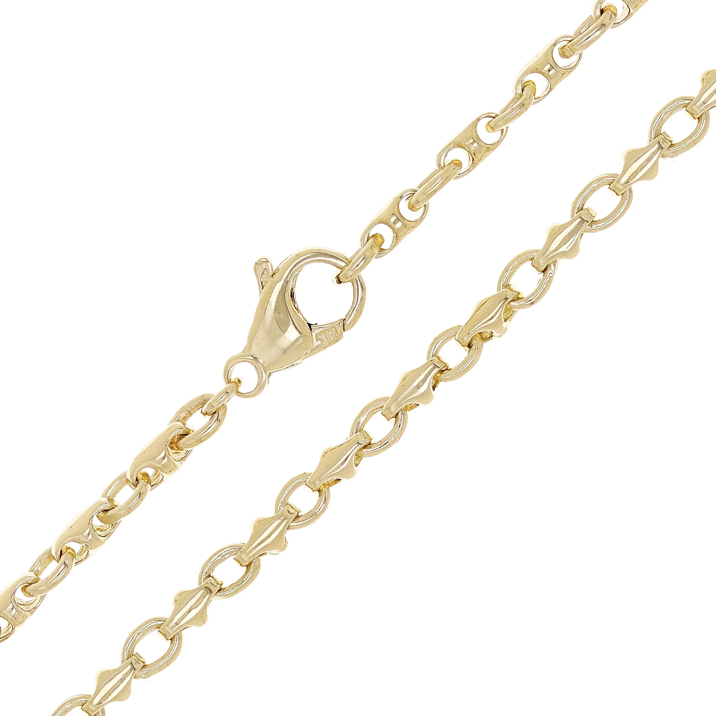 Men's 14k Yellow White or Rose Gold Handmade Fashion Link Necklace 20" - 24" 4.2mm