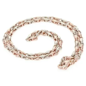 Men's 14k Yellow White or Rose Gold Handmade Fashion Link Necklace 20" - 24" 4.2mm