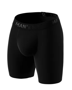 Men’s Anatomical Boxer Briefs Long w/ Skew Fly Plus – The Ultimate Anatomical Boxers for Men, Black