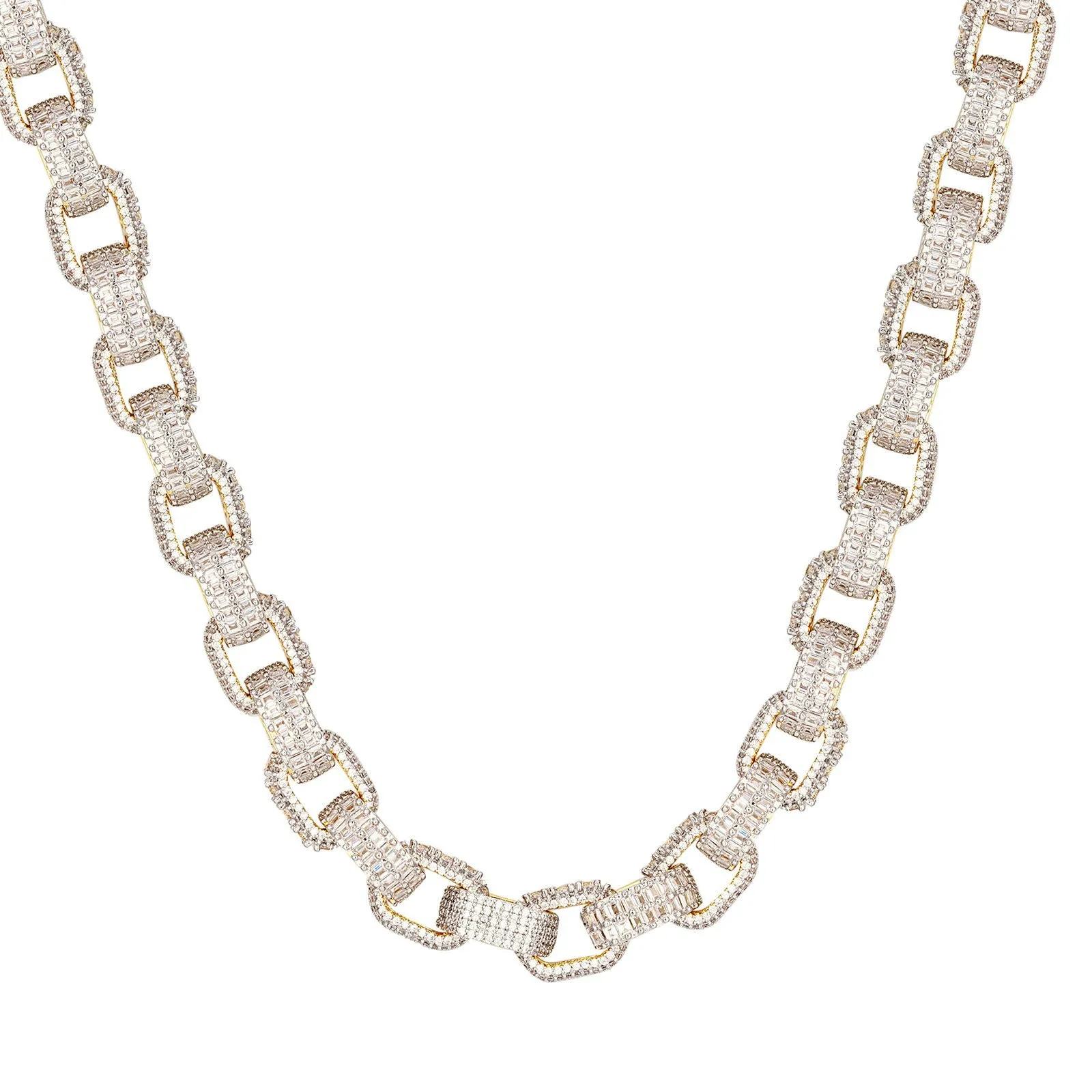 Mens Baguette Double Row Custom Micro Pave Hermes chain