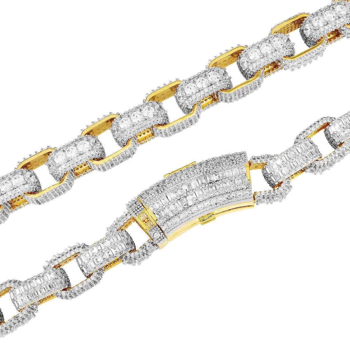 Mens Baguette Double Row Custom Micro Pave Hermes chain