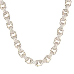 Mens Baguette Double Row Custom Micro Pave Hermes chain