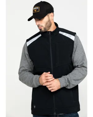 Men's Black Reflective Softshell Moto Work Vest - Tall