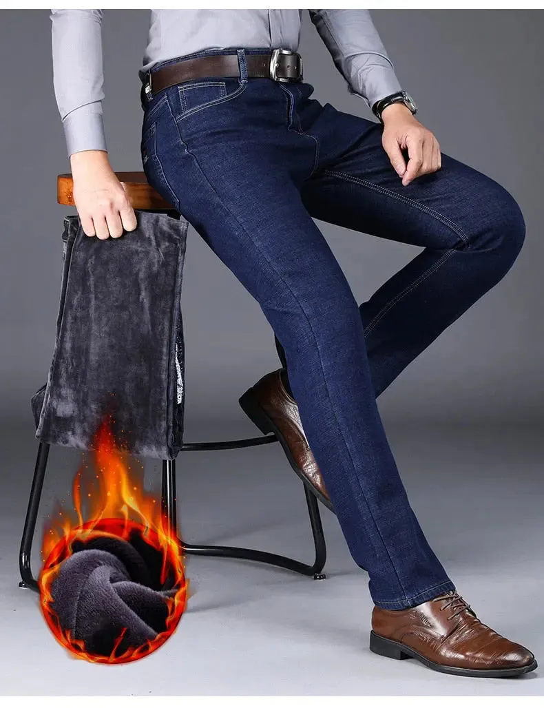 Men's Clasic Style Business Warm Jeans
