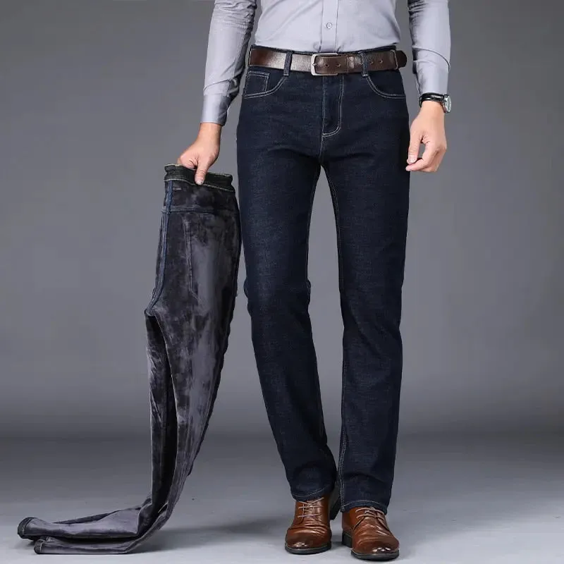 Men's Clasic Style Business Warm Jeans