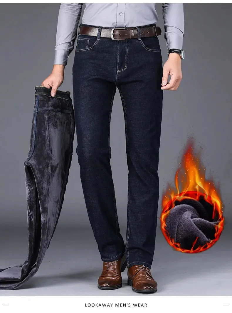 Men's Clasic Style Business Warm Jeans
