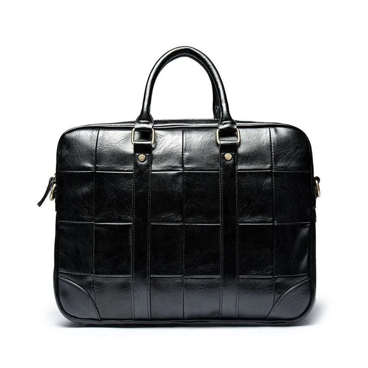 Men's PU Leather One Shoulder Handbag Business Briefcase