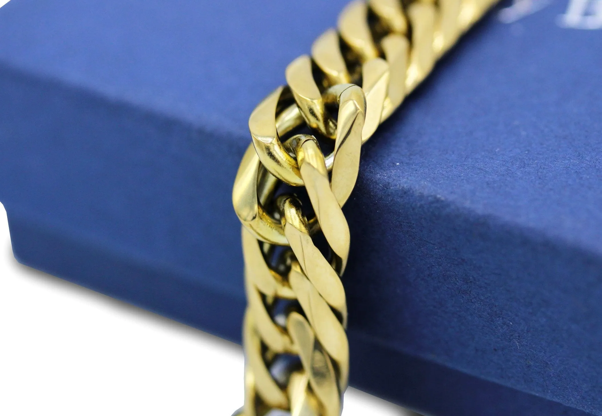 Miami Cuban Link Chain Bracelet 18K Gold Plated Stainless Steel Double Link Men Jewelry