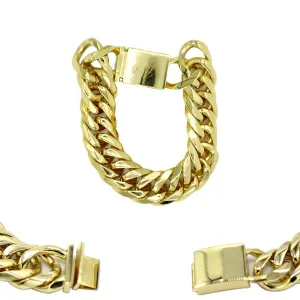 Miami Cuban Link Chain Bracelet 18K Gold Plated Stainless Steel Double Link Men Jewelry