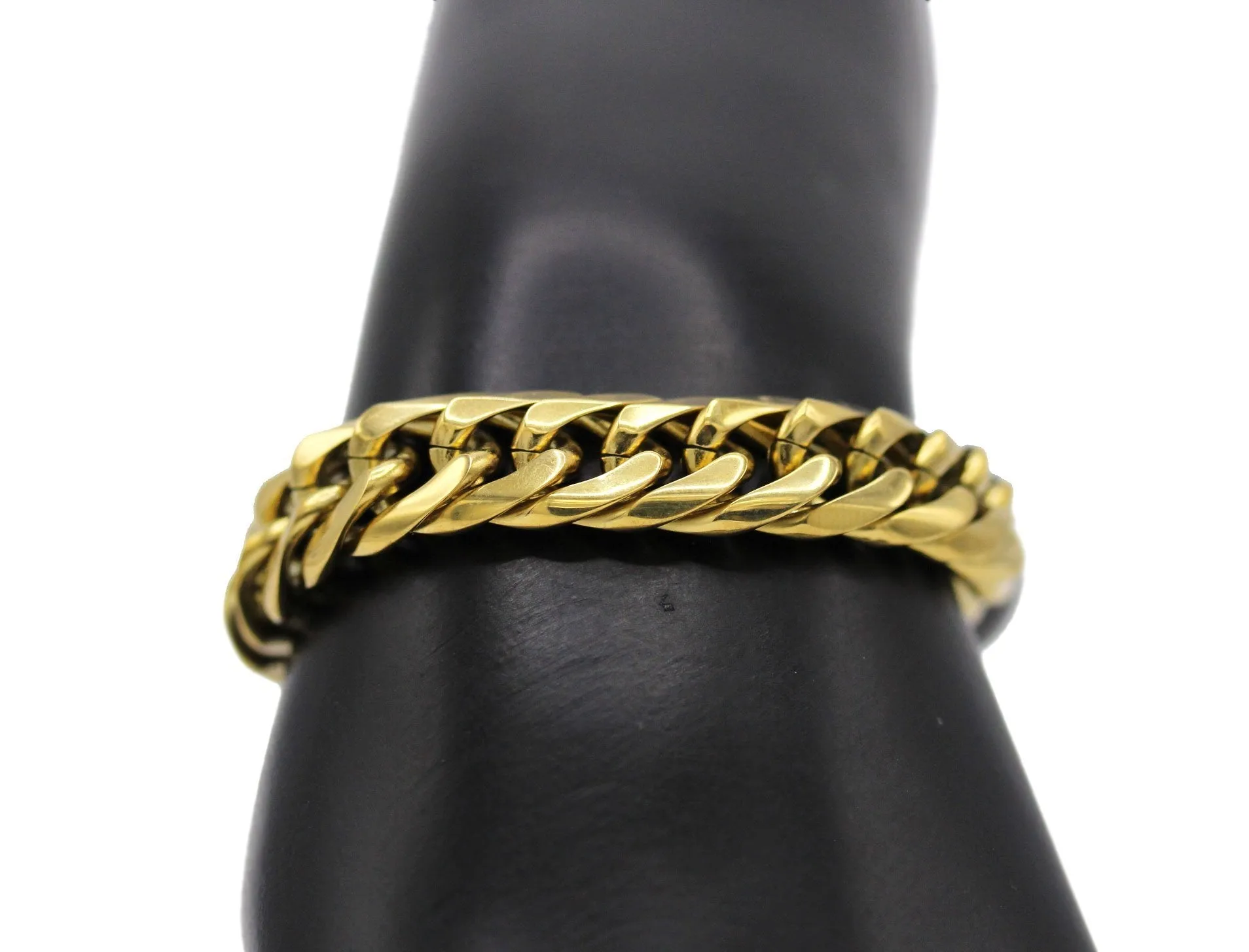 Miami Cuban Link Chain Bracelet 18K Gold Plated Stainless Steel Double Link Men Jewelry