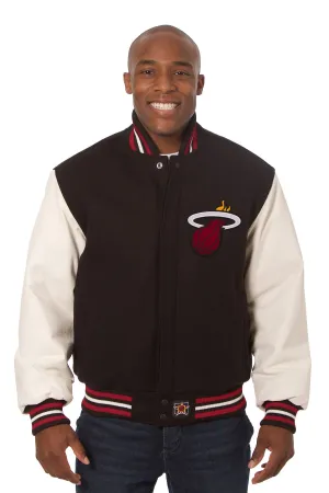 Miami Heat Embroidered Wool and Leather Jacket