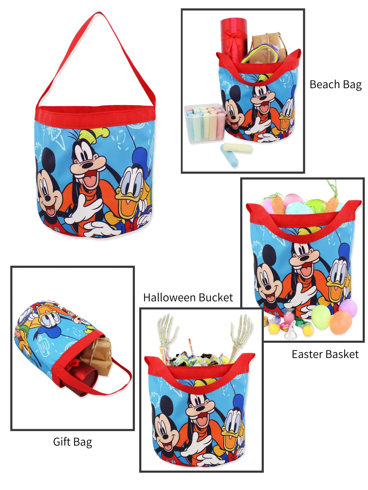 Mickey and Friends Collapsible Nylon Basket Tote Bag