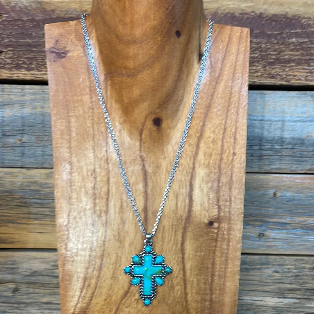 Miller Stone Cross Necklace & Earrings