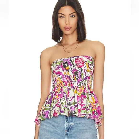 MISA LOS ANGELES Ina Convertible Mini Skirt/Top in Flora Splash. Size Small NWT