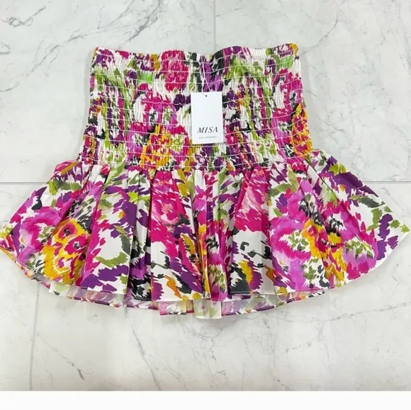 MISA LOS ANGELES Ina Convertible Mini Skirt/Top in Flora Splash. Size Small NWT