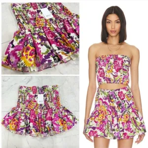 MISA LOS ANGELES Ina Convertible Mini Skirt/Top in Flora Splash. Size Small NWT