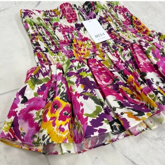MISA LOS ANGELES Ina Convertible Mini Skirt/Top in Flora Splash. Size Small NWT