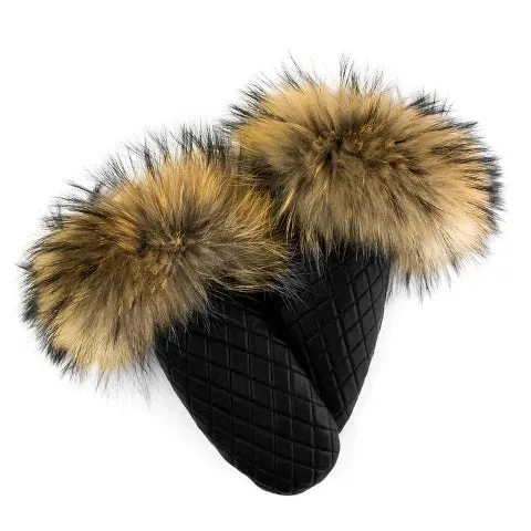 Mitchie's Matchings Quilted Leather Mittens with Raccoon Fur