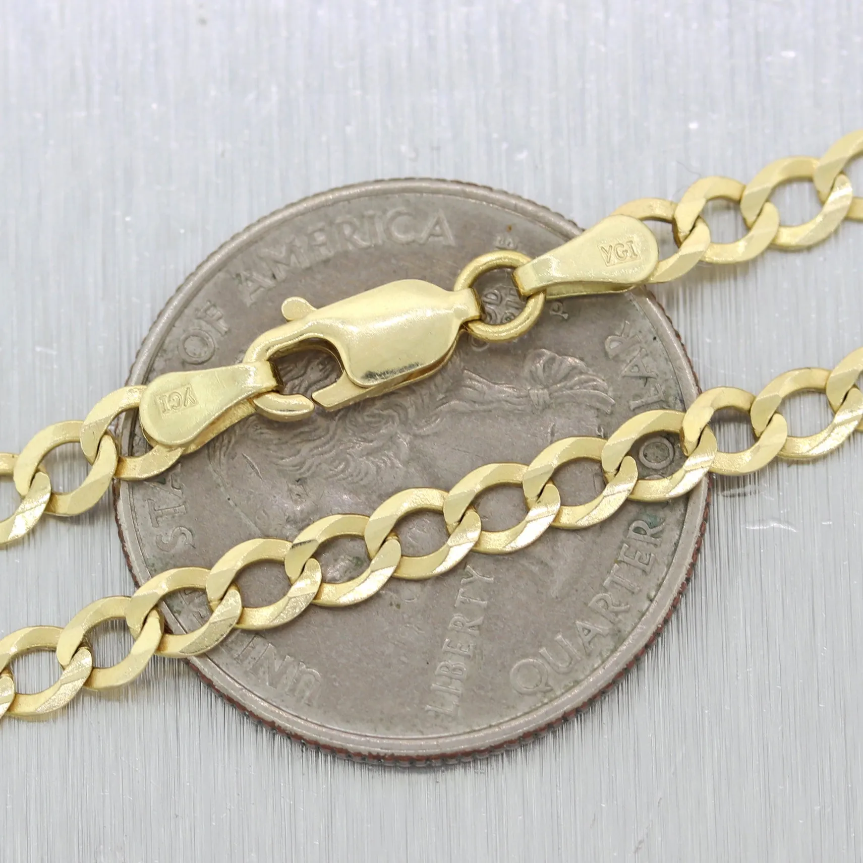 Modern 8.38g 14k Yellow Gold Cuban Curb Link 22" Chain Necklace