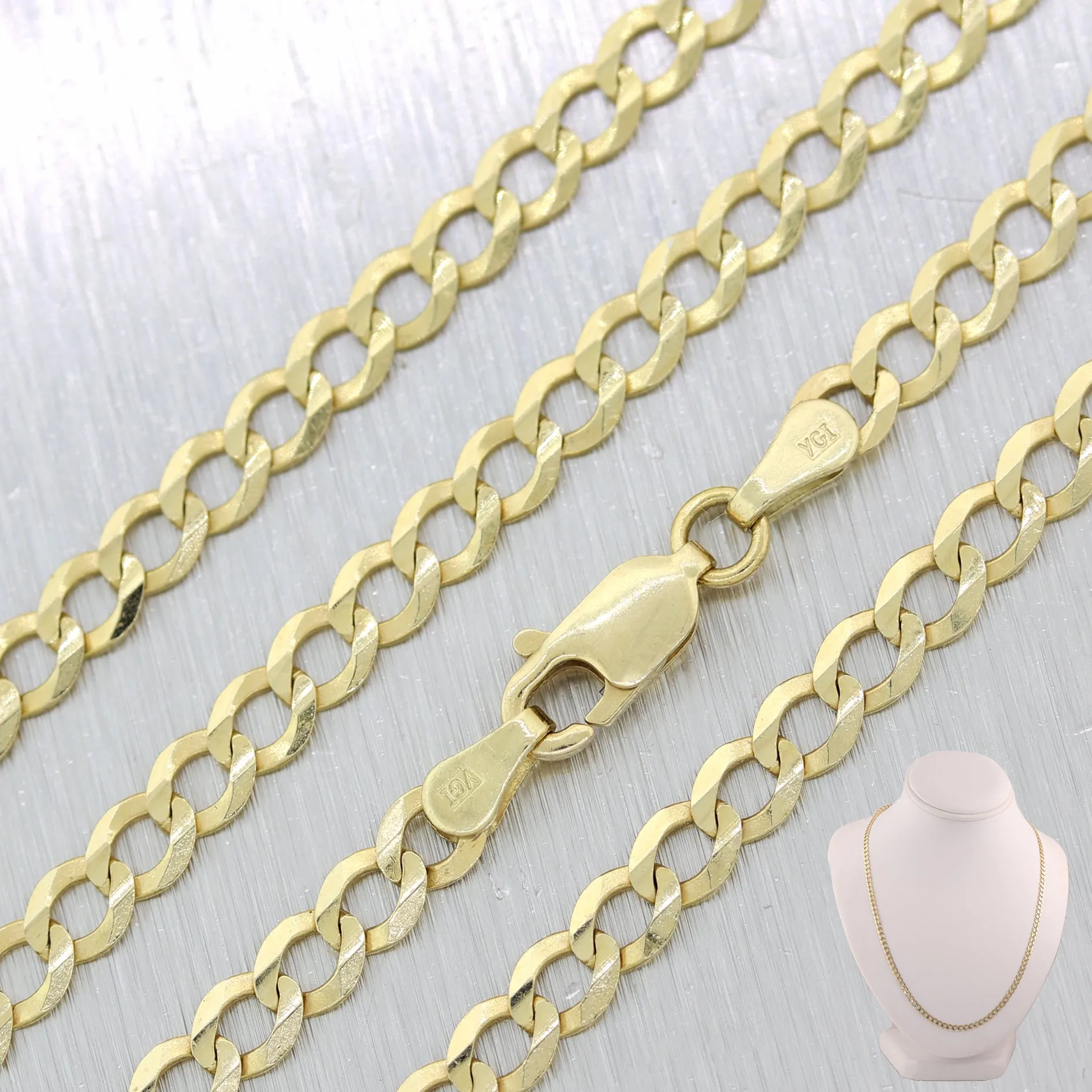 Modern 8.38g 14k Yellow Gold Cuban Curb Link 22" Chain Necklace