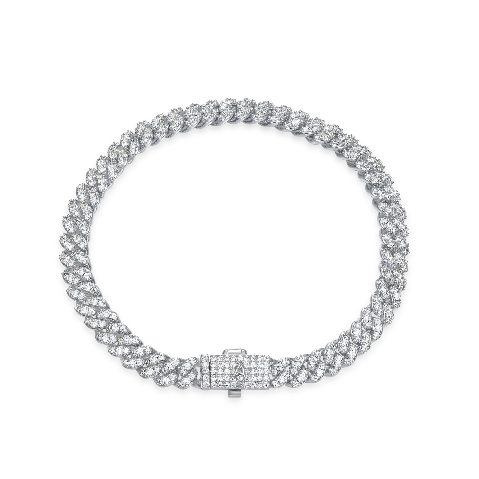 Moissanite Micro Round Cut Cuban Link Bracelet - 6mm