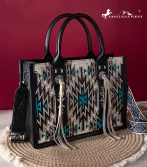 Montana West Embroidered Aztec Concealed Carry Tote/Crossbody
