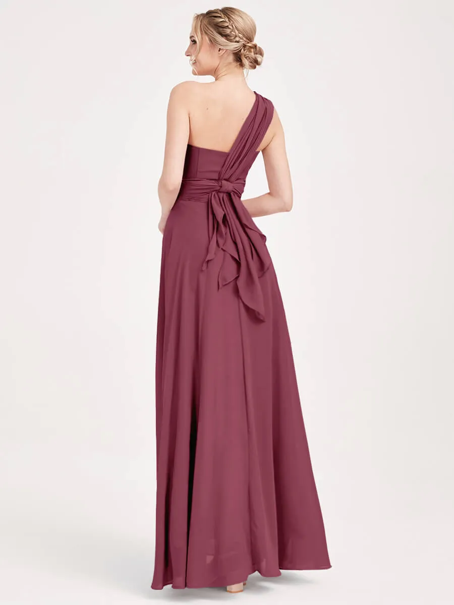 Mulberry Convertible Chiffon Bridesmaid Dress Wrap Floor Length Gown