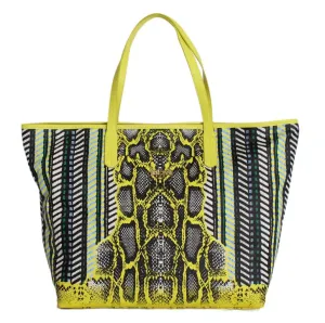 Multicolor Yellow Snakeprint Shopping Tote Bag