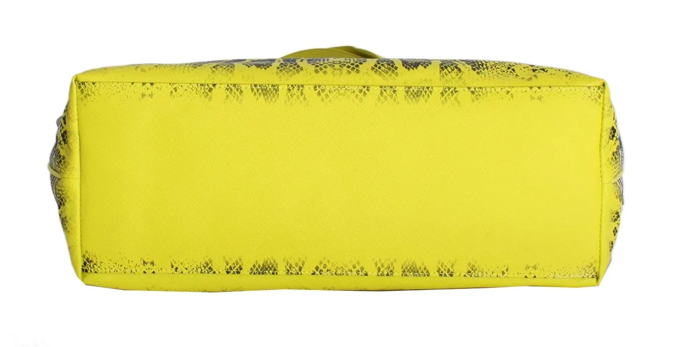 Multicolor Yellow Snakeprint Shopping Tote Bag