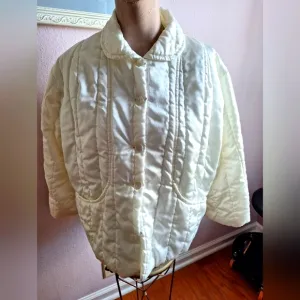 Nanette Undies Vintage Quilted Satiny cream Bed Jacket large