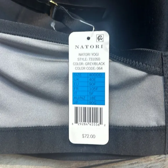 Natori Yogi Underwire Grey/Black Sports Bra Women's 40DDD