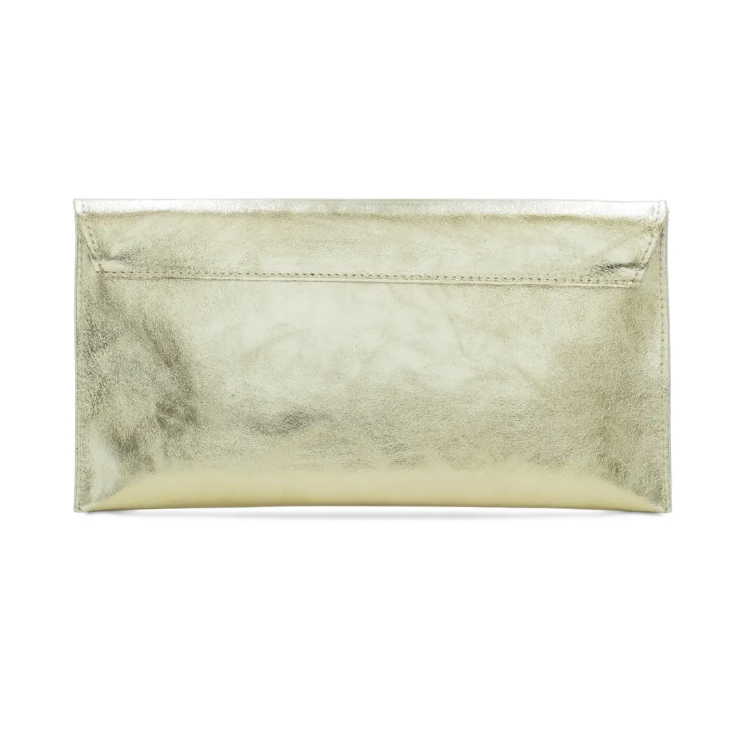 Navy Metallic Leather Clutch Bag