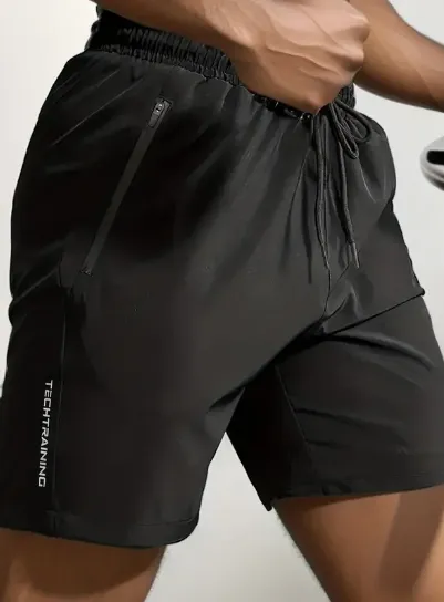 NEW Mens Performance Active Shorts - Quick-Dry & Stretch Fabric, Secure Zip Pockets, Adjustable Drawstring - Ideal for Gym & Summer Training, Sz XL