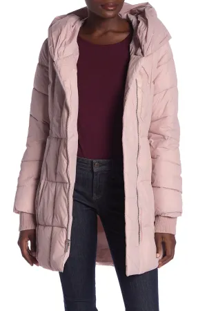 New Women's 3/4 Length french connection pillow collar puffer Jacket in Blush Pink, Sz XL! Retails $347 