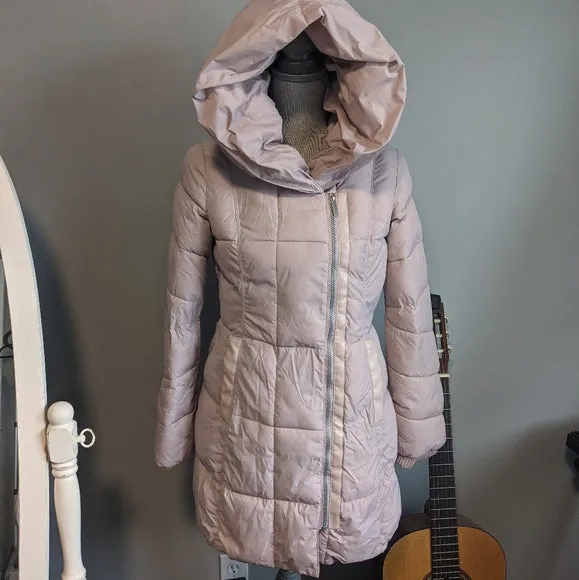 New Women's 3/4 Length french connection pillow collar puffer Jacket in Blush Pink, Sz XL! Retails $347 