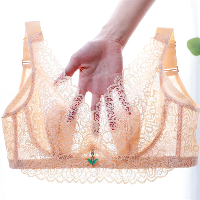 Nude--Plus Size Lace Breathable Lightly Lined Push Up Wide Shoulder Bras