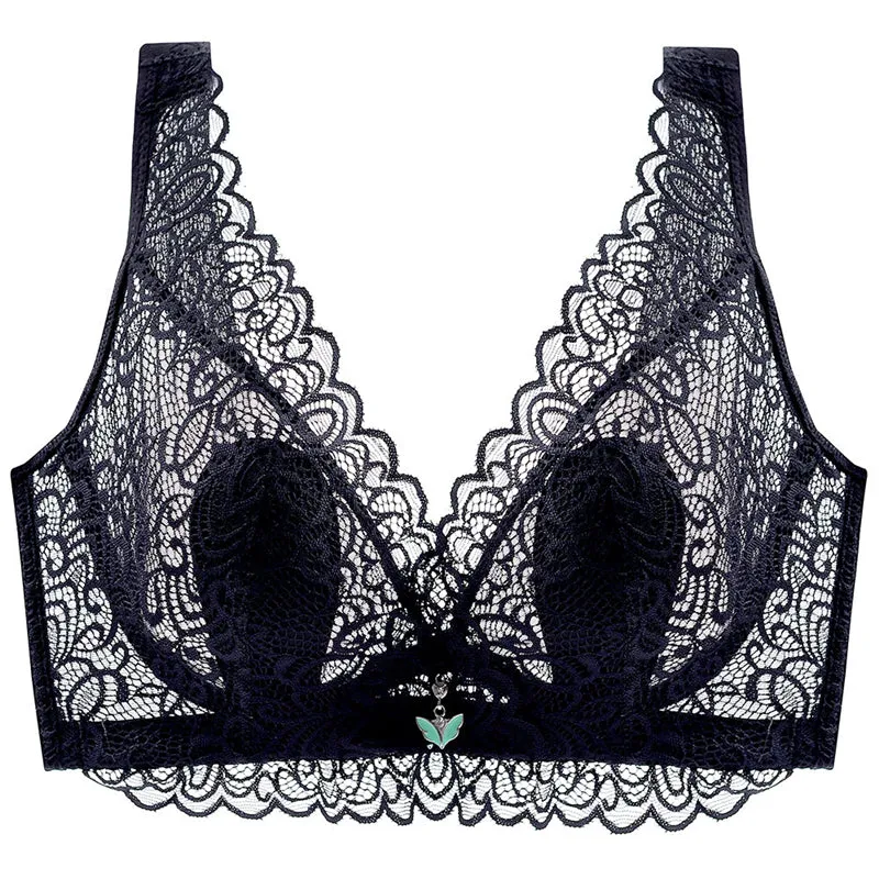 Nude--Plus Size Lace Breathable Lightly Lined Push Up Wide Shoulder Bras