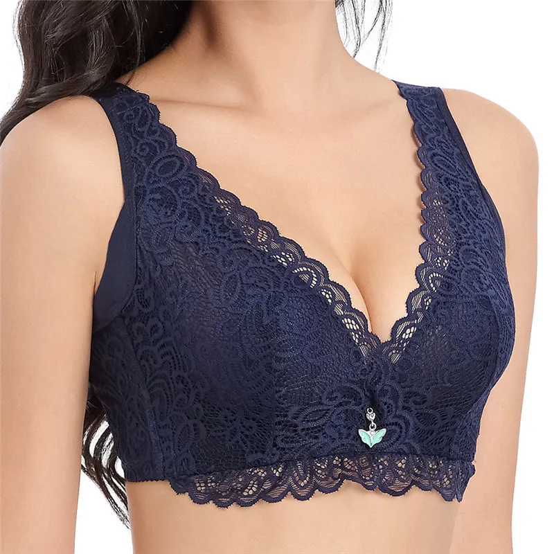 Nude--Plus Size Lace Breathable Lightly Lined Push Up Wide Shoulder Bras