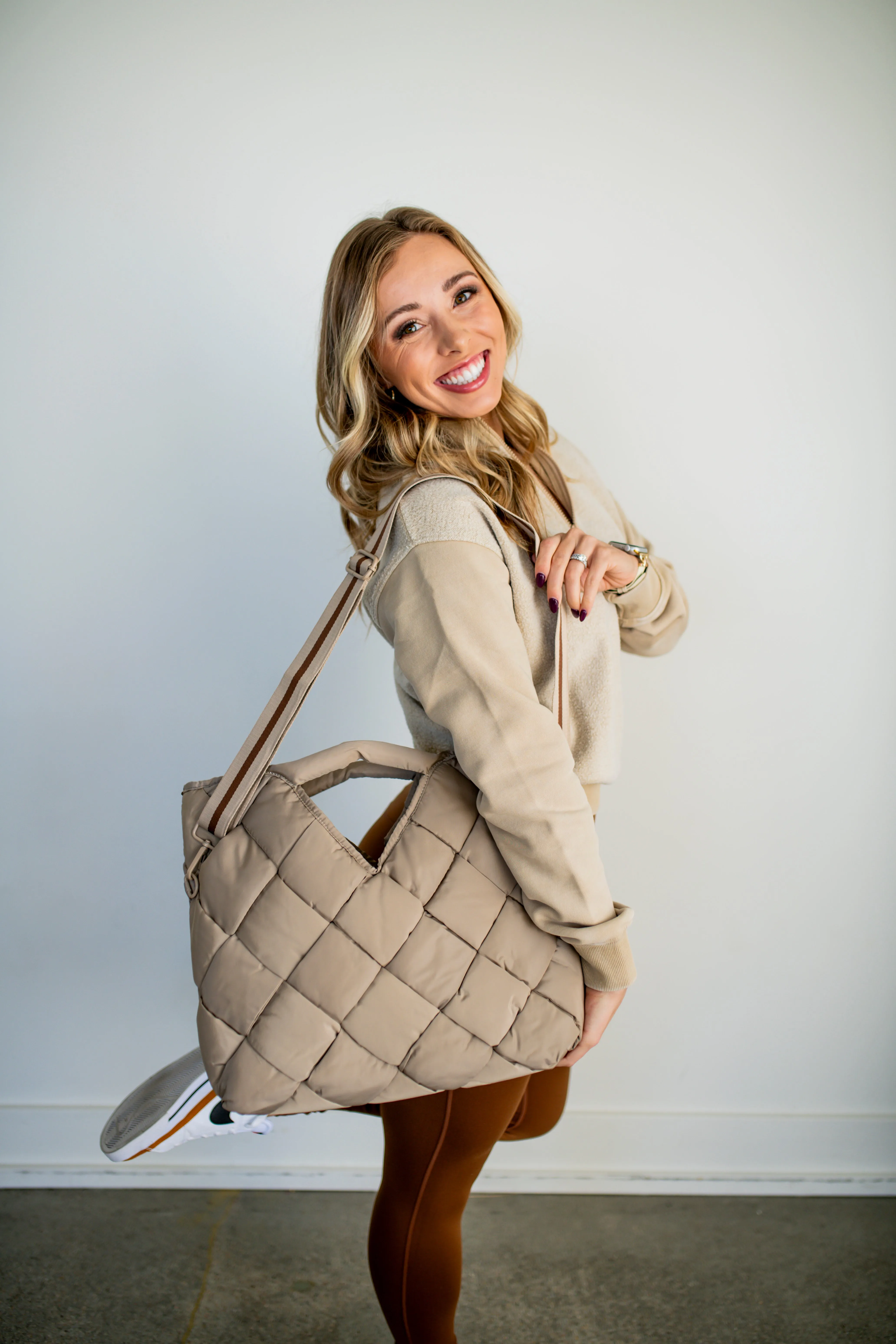 Nude Revelation Woven Nylon Tote Crossbody