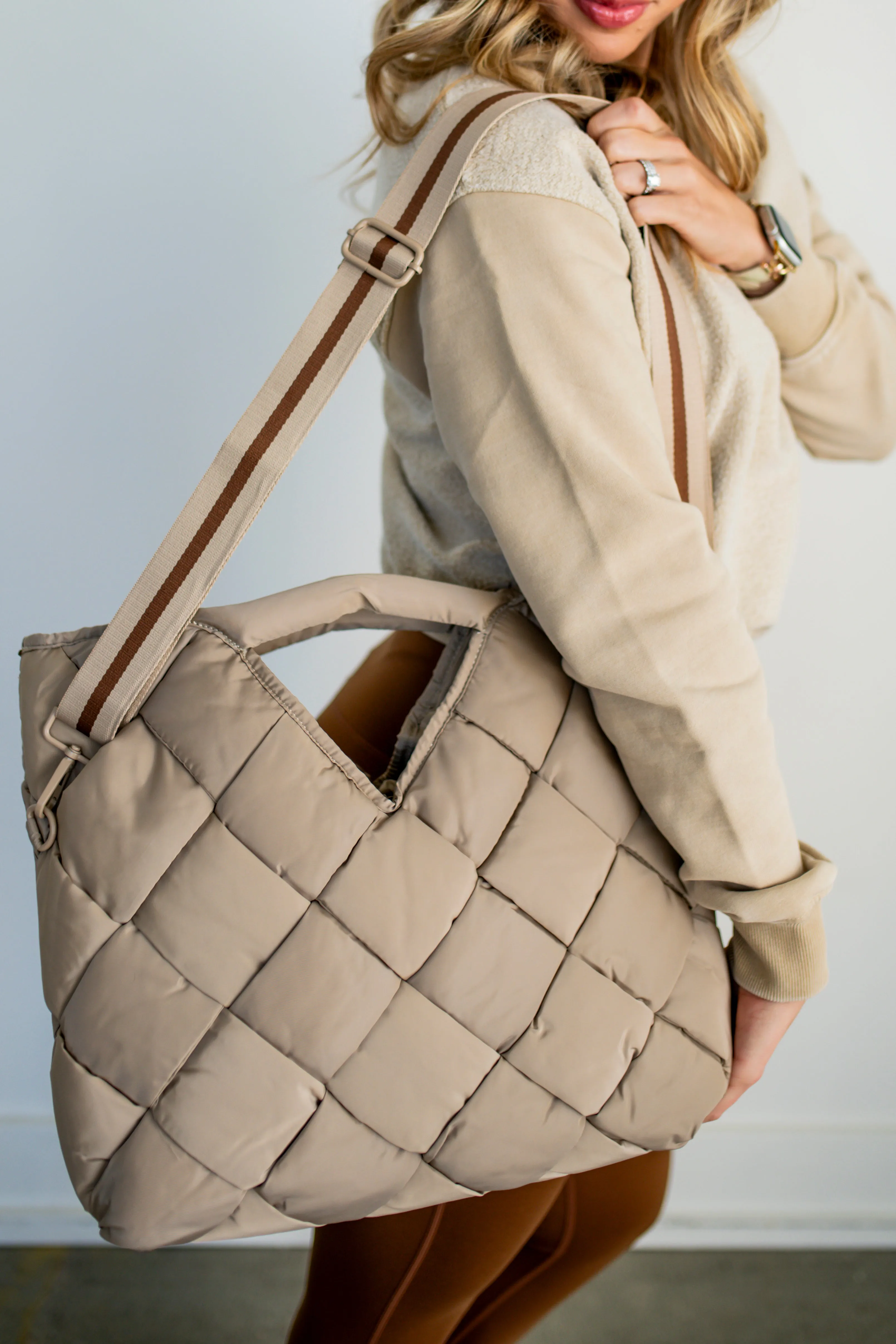 Nude Revelation Woven Nylon Tote Crossbody