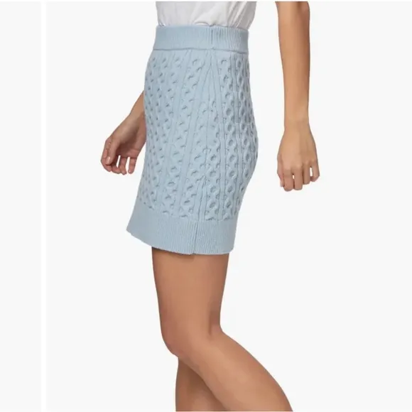 NWOT Paige Juliet Cable Wool Blend Sweater Skirt in Sky Blue – Sz L