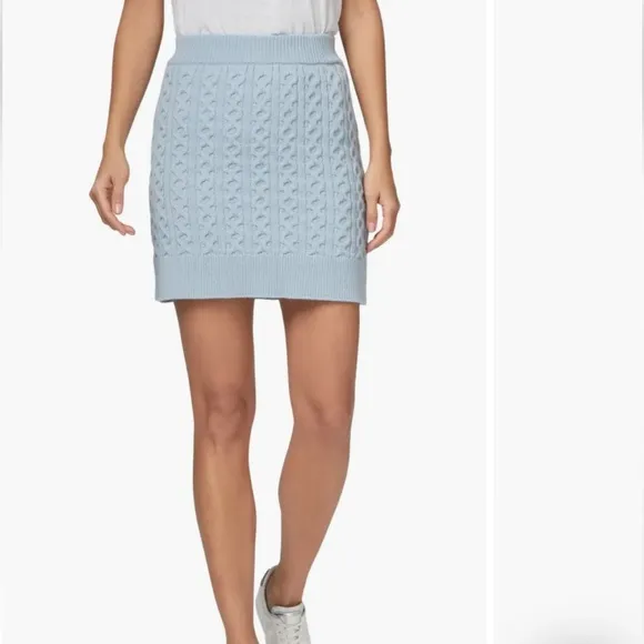 NWOT Paige Juliet Cable Wool Blend Sweater Skirt in Sky Blue – Sz L