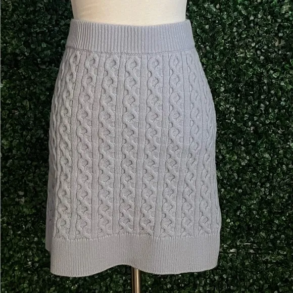 NWOT Paige Juliet Cable Wool Blend Sweater Skirt in Sky Blue – Sz L