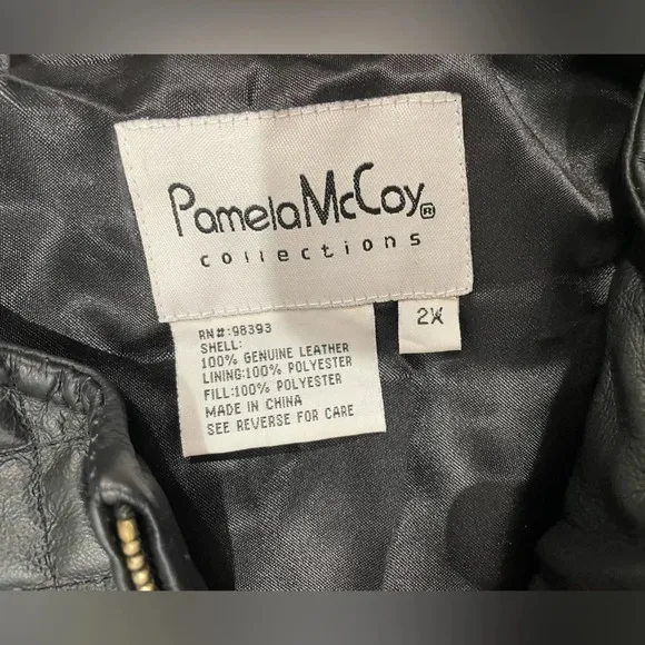 NWOT Pamela McCoy black quilted leather jacket. Size 2x.