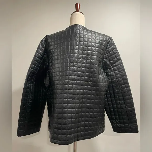 NWOT Pamela McCoy black quilted leather jacket. Size 2x.