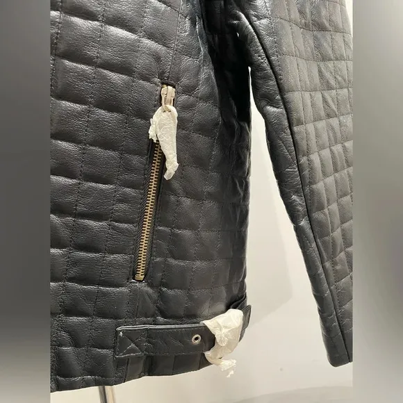 NWOT Pamela McCoy black quilted leather jacket. Size 2x.