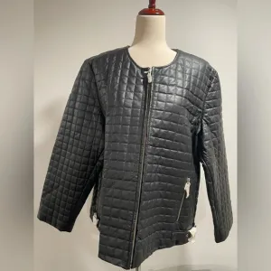 NWOT Pamela McCoy black quilted leather jacket. Size 2x.