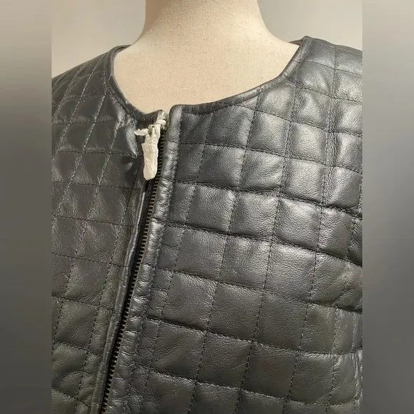 NWOT Pamela McCoy black quilted leather jacket. Size 2x.