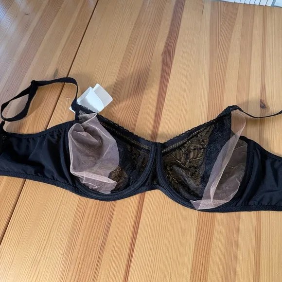 NWT Simone Pearle Black Lace Bra 36 G