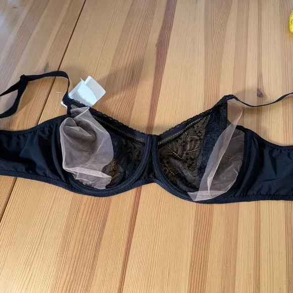 NWT Simone Pearle Black Lace Bra 36 G